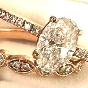 1.6 Clear Diamond Engagement Ring and Wedding Band